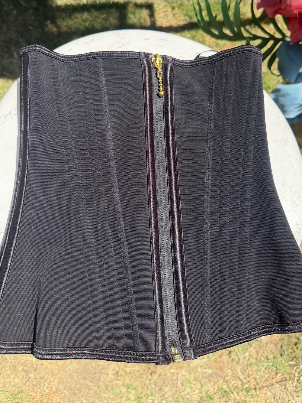 Black Waist Trainer Girdle with Front Zipper